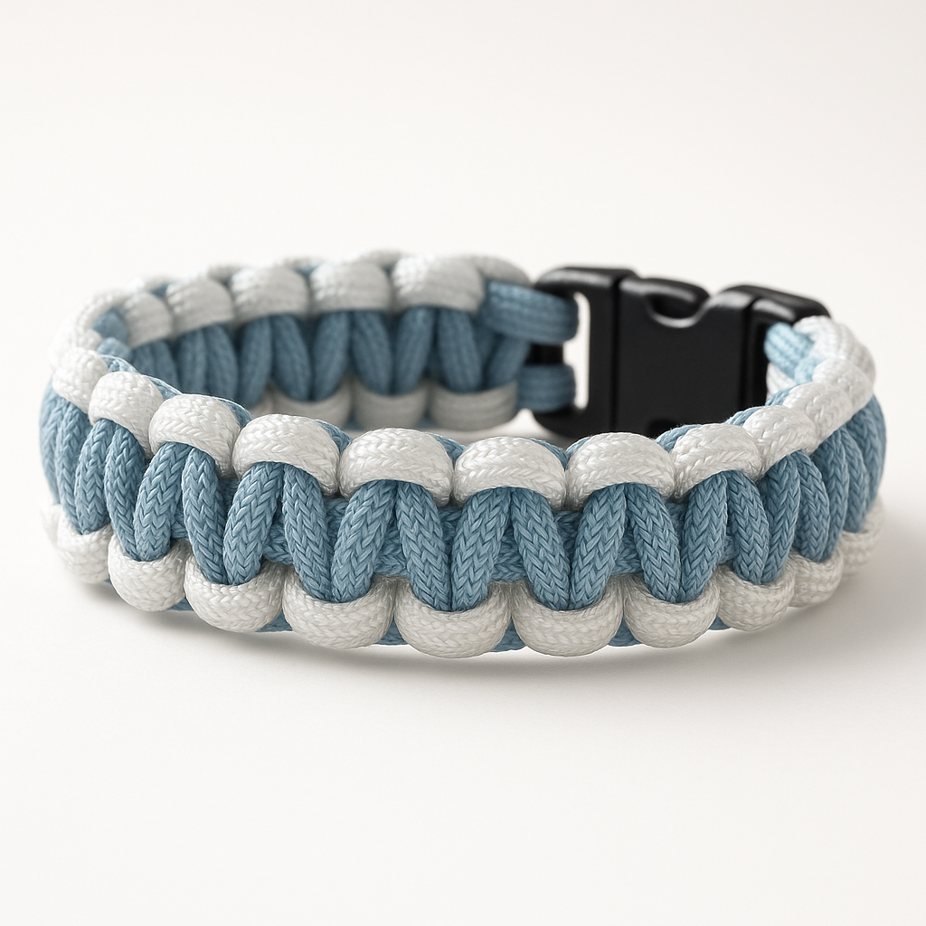 Bracelet en paracorde blanc et bleu ciel