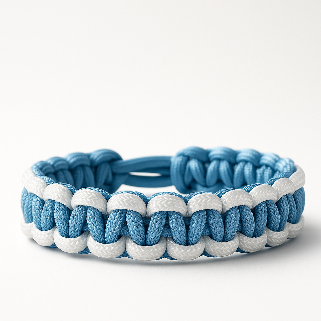 Bracelet en paracorde blanc et bleu ciel