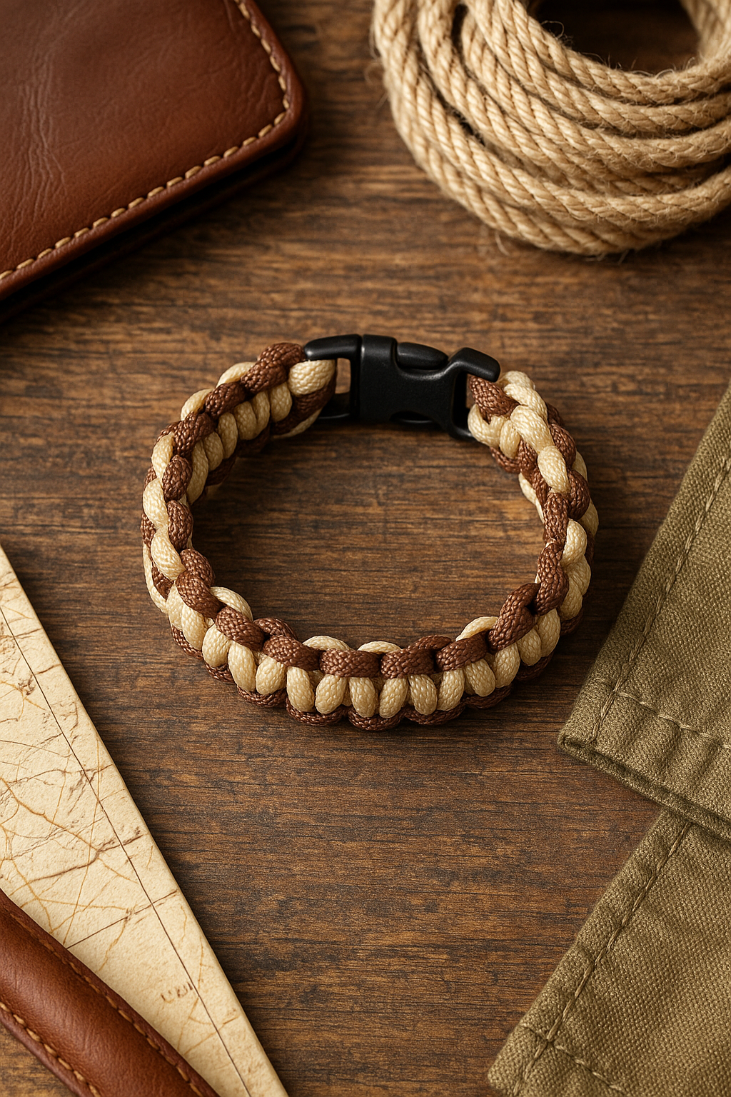 Bracelet en paracorde Beige et Marron