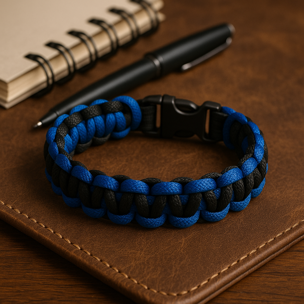Bracelet en paracorde noir et bleu