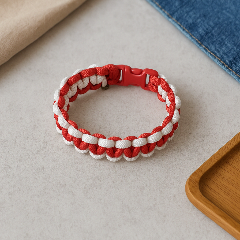 Bracelet en paracorde rouge et blanc