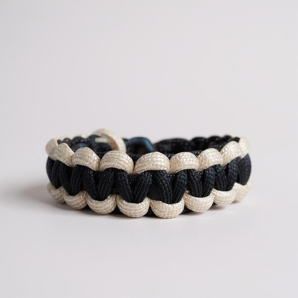 Bracelet en paracorde noir et beige