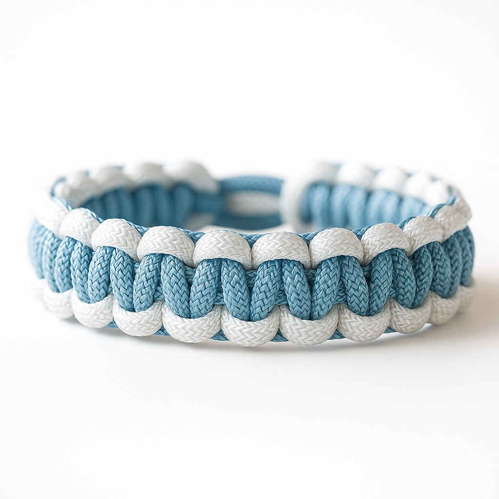Bracelet en paracorde blanc et bleu ciel