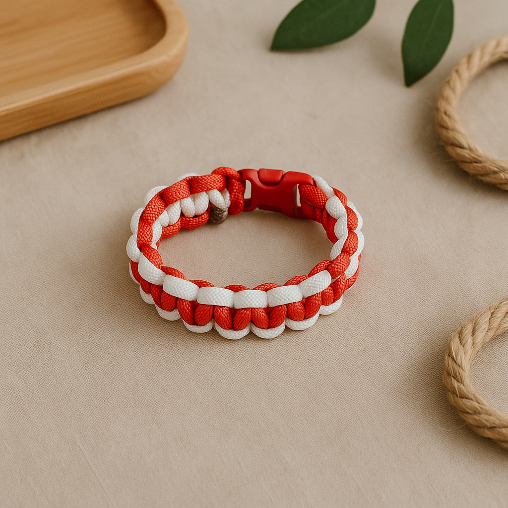 Bracelet en paracorde rouge et blanc