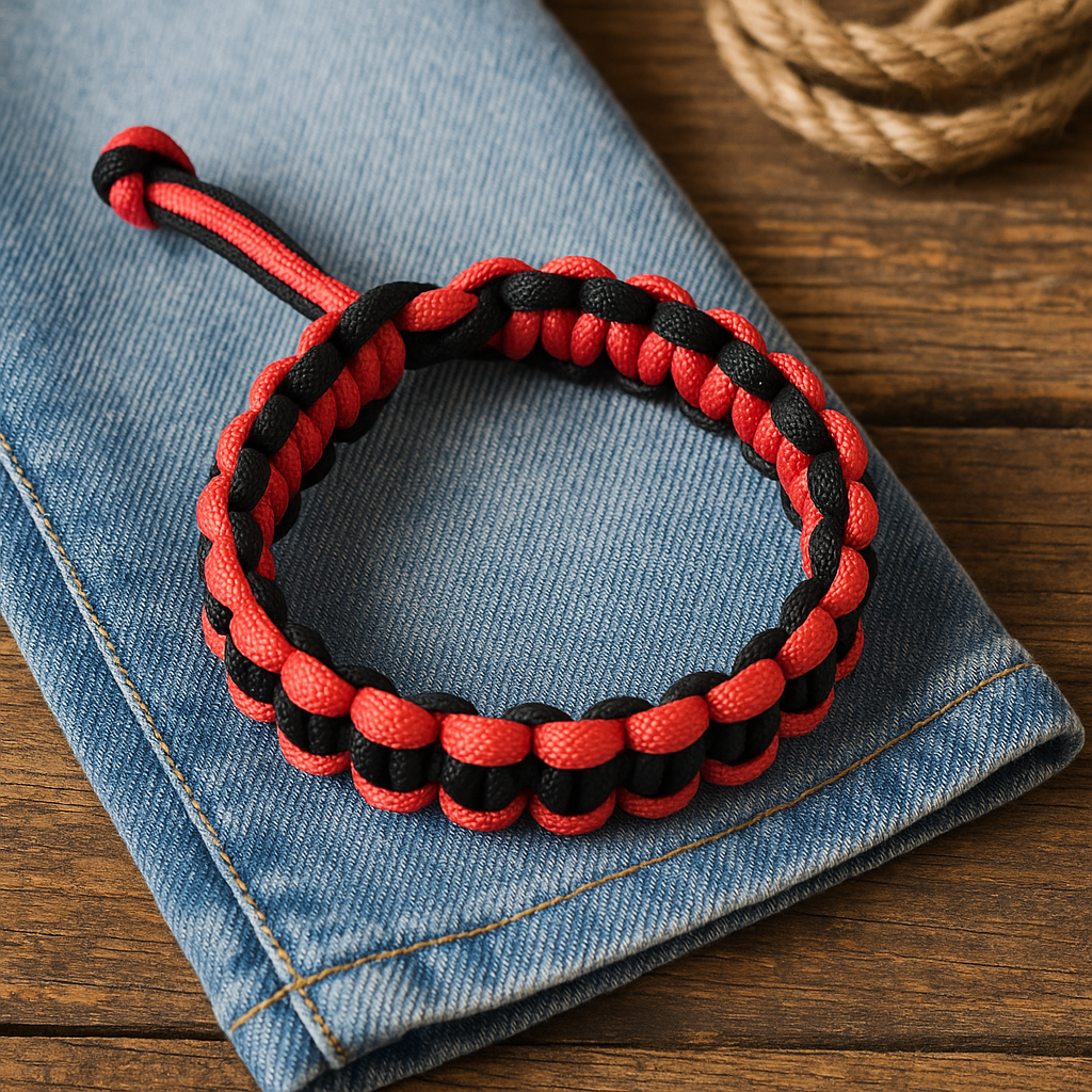 Bracelet en paracorde noir et rouge