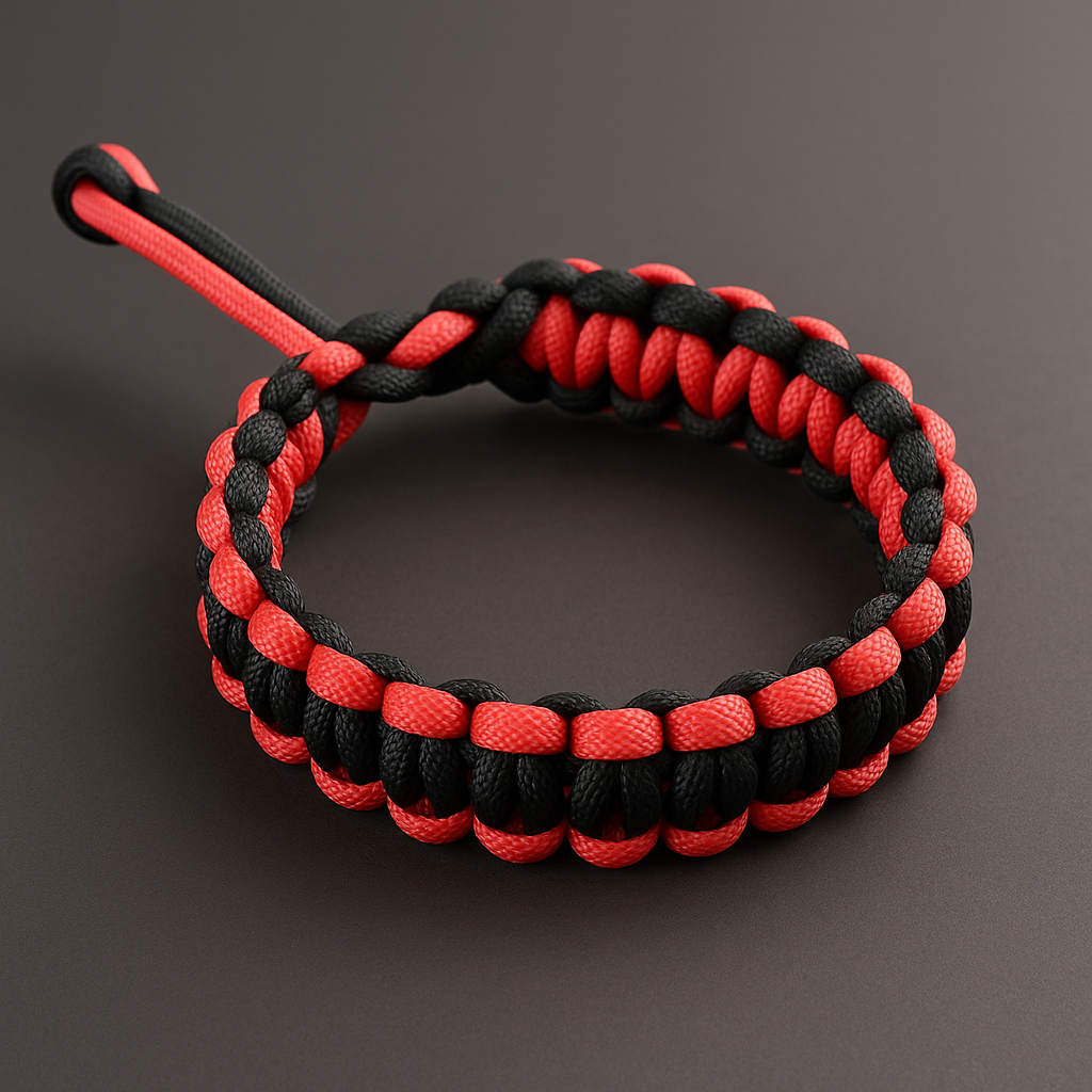 Bracelet en paracorde noir et rouge