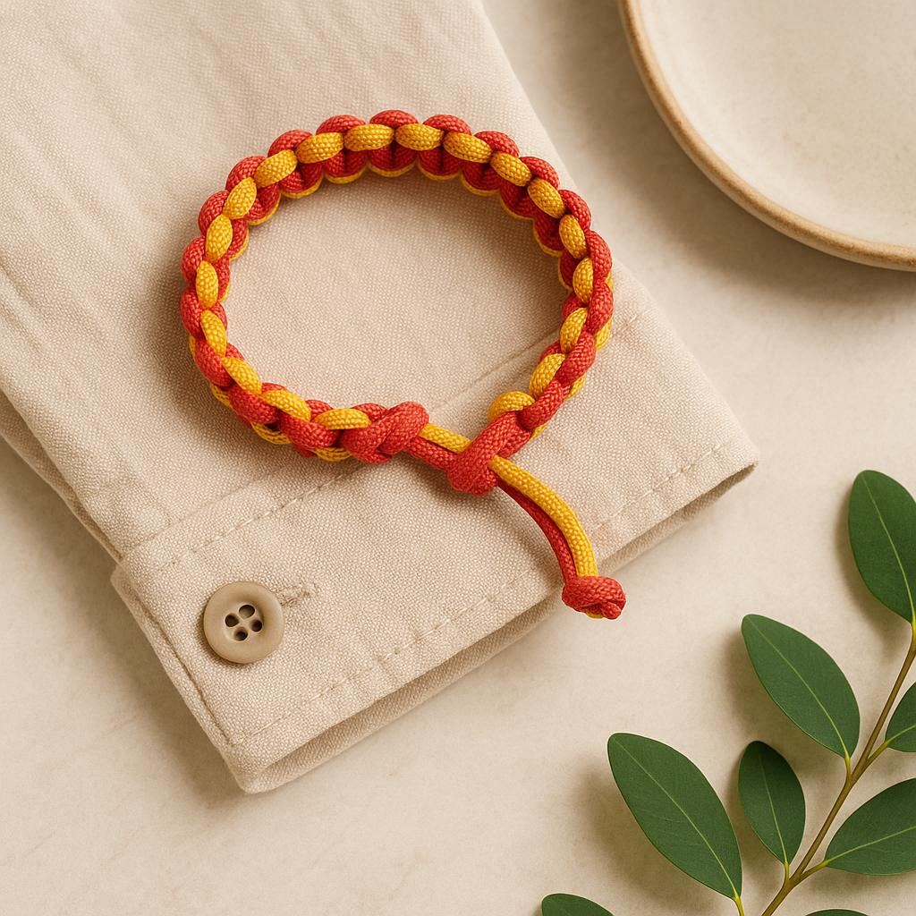 Bracelet en paracorde jaune et rouge