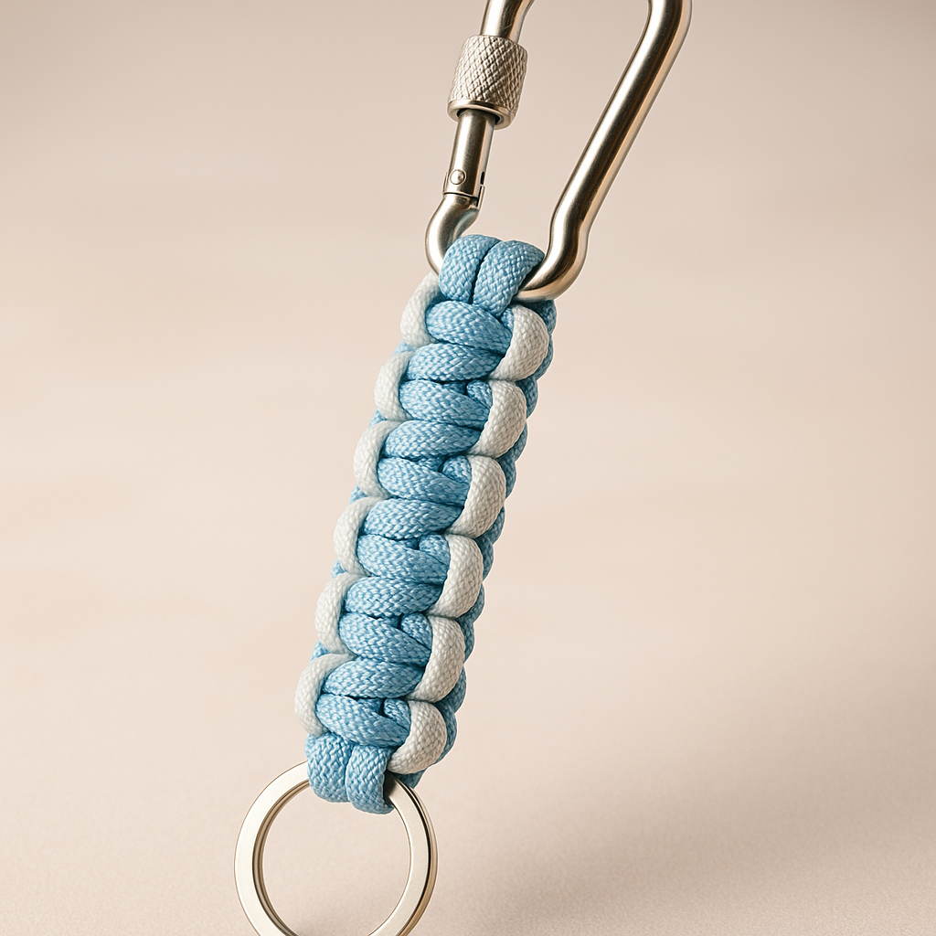 Porte-clés en paracorde Blanc et bleu ciel