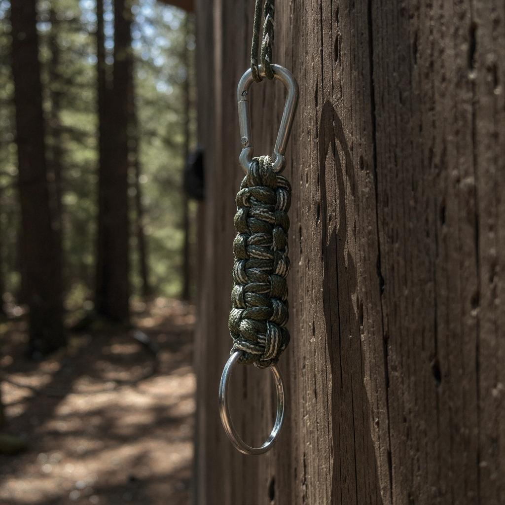 Porte-clés en paracorde vert militaire