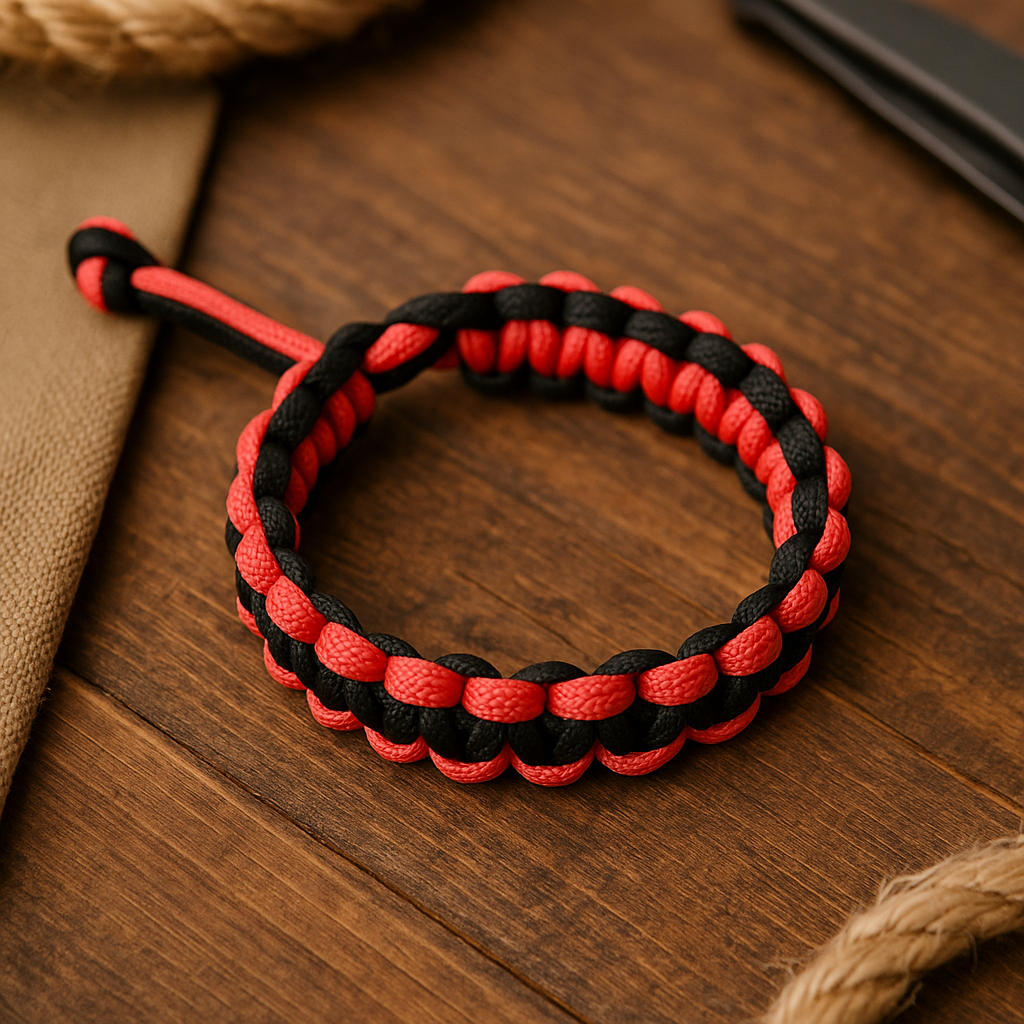 Bracelet en paracorde noir et rouge