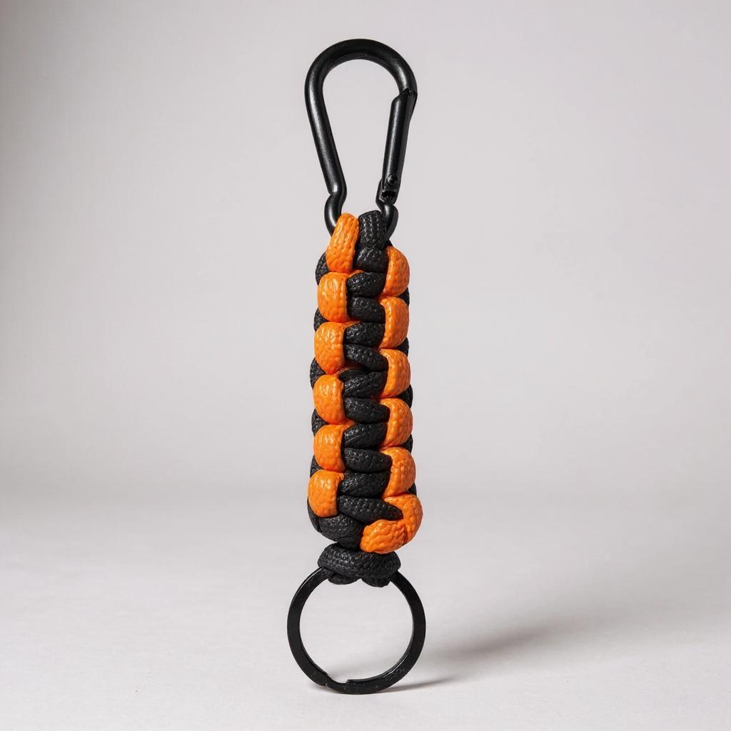 Porte-clés en paracorde noir et orange