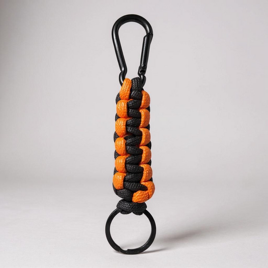Porte-clés en paracorde noir et orange
