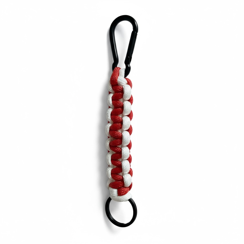 Porte-clés en paracorde rouge et blanc