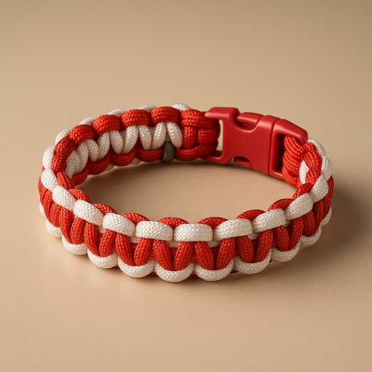 Bracelet en paracorde rouge et blanc