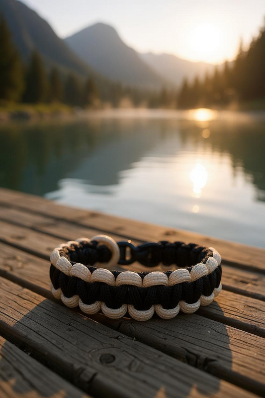 Bracelet en paracorde noir et beige