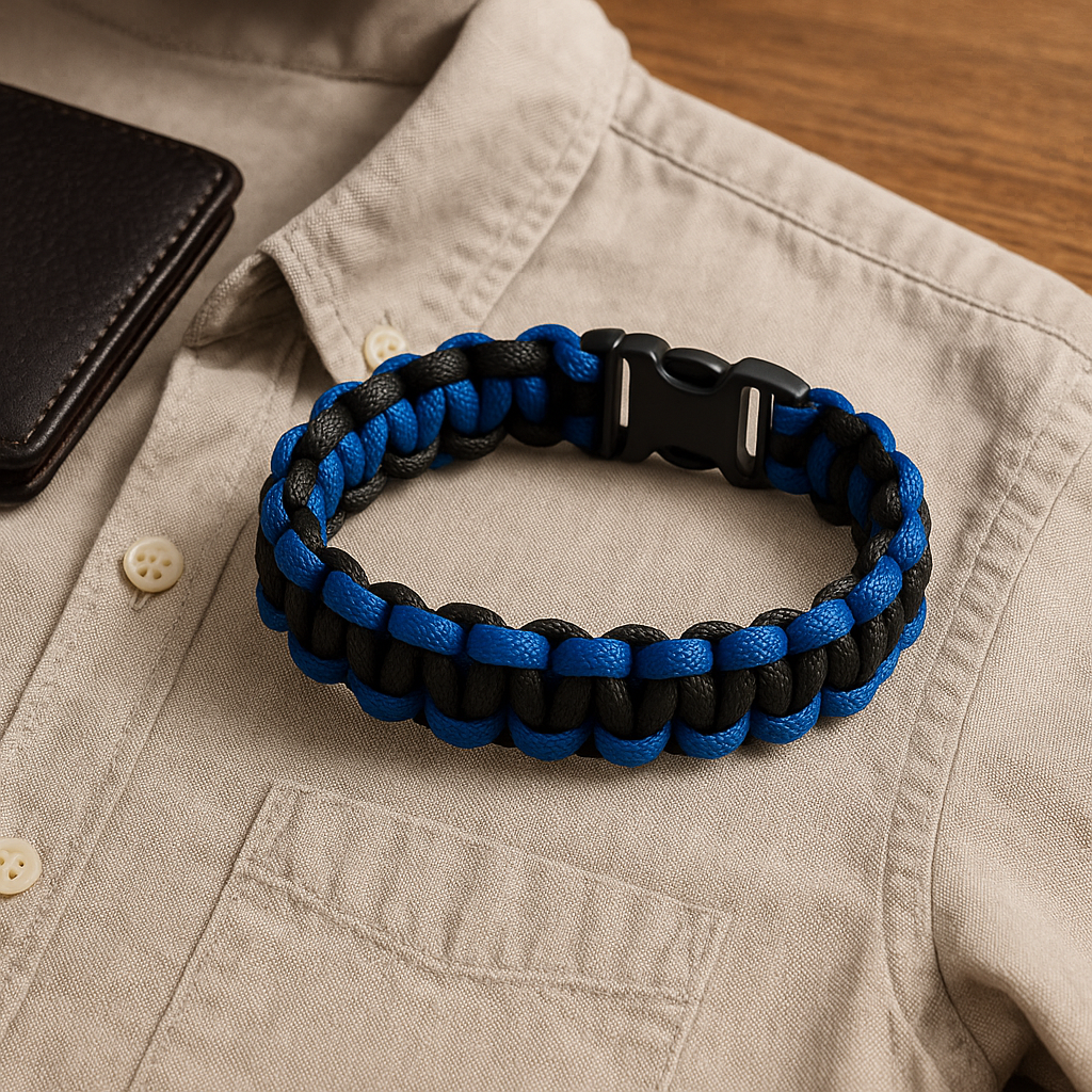 Bracelet en paracorde noir et bleu