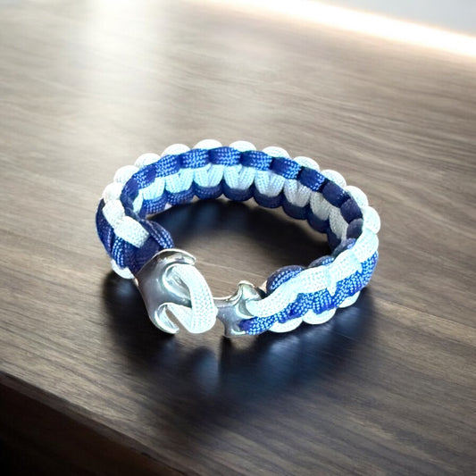 Bracelet en paracorde bleu et blanc