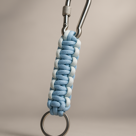 Porte-clés en paracorde Blanc et bleu ciel
