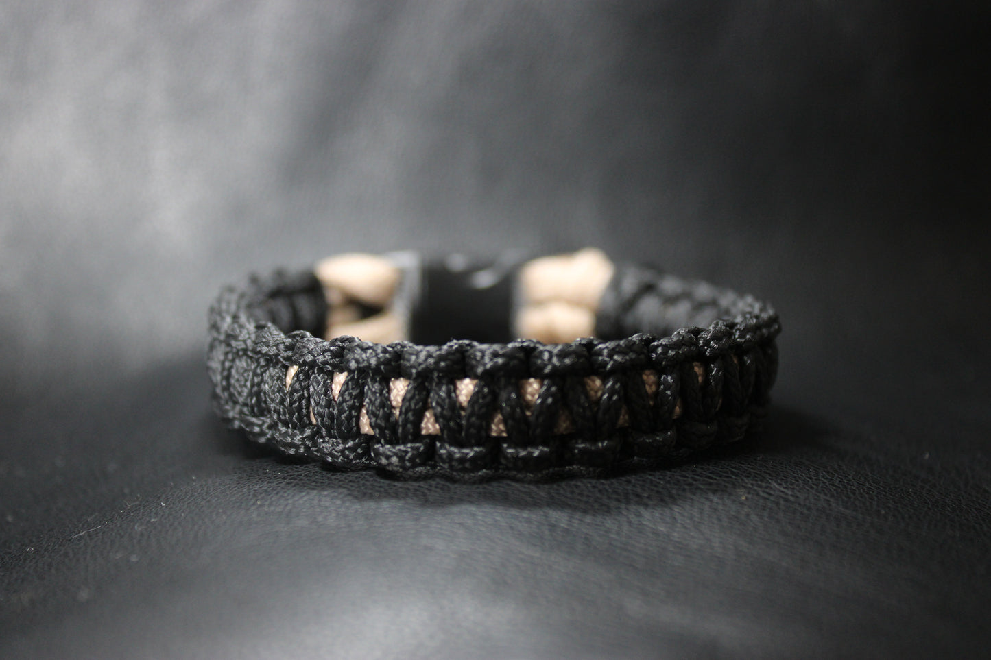 Bracelet en paracorde fin Noir et Beige